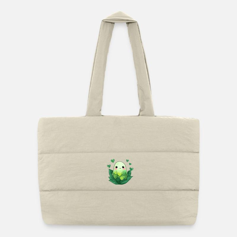 Petite créature feuillue dans des tons de vert Sac shopping matelassé