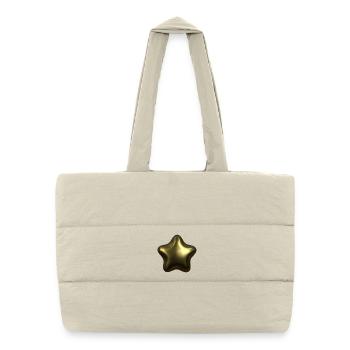 Ballon étoile métallique dorée - Sac shopping matelassé - blanc naturel - Devant