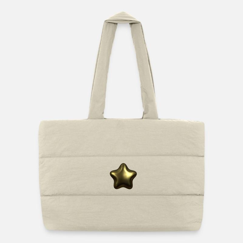 Gold Metallic Star Balloon Puffer Shopping Bag