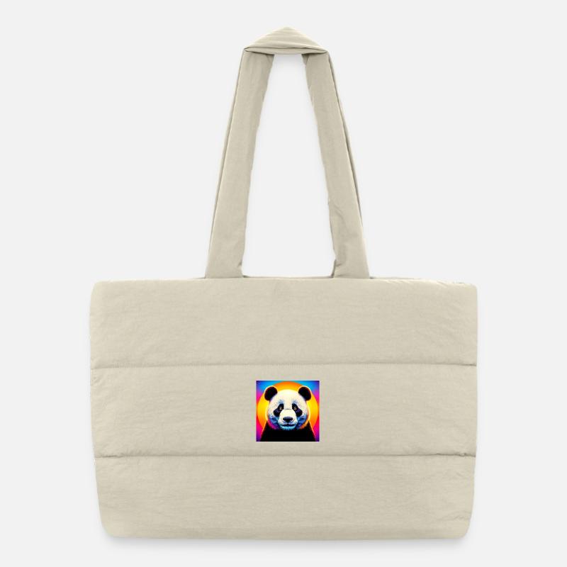 panda - Sac shopping matelassé - blanc naturel
