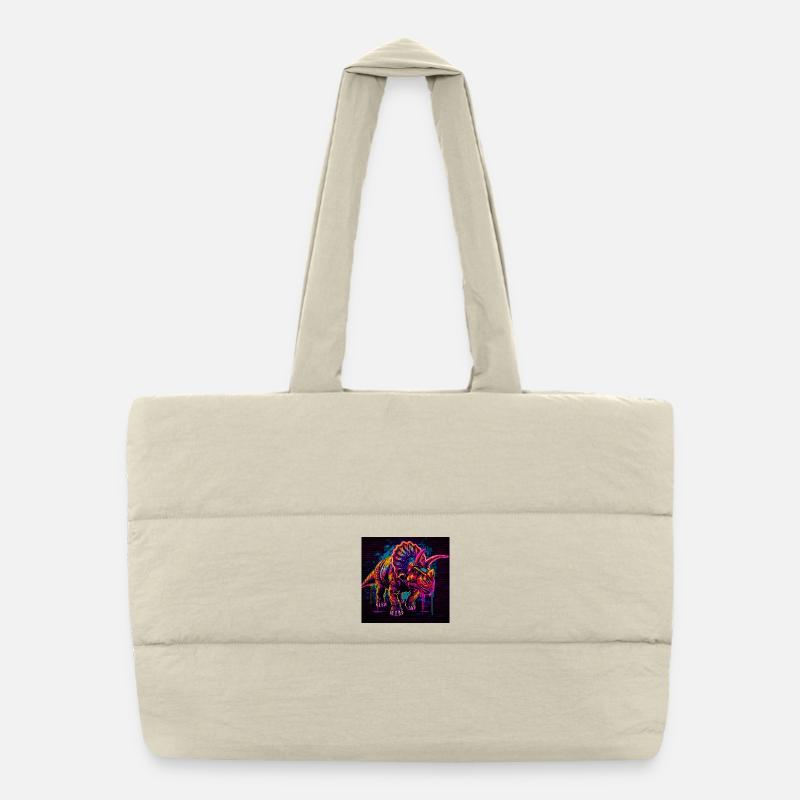 Graffiti Tricératops néon Sac shopping matelassé