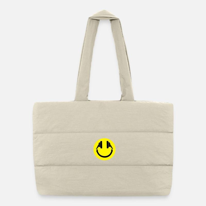 Smiley Headphones Puffer Shopping Bag