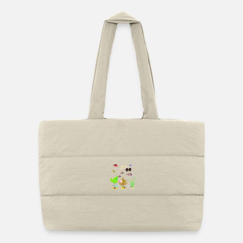 Vivid Tropical Reef Life Scene Puffer Shopping Bag