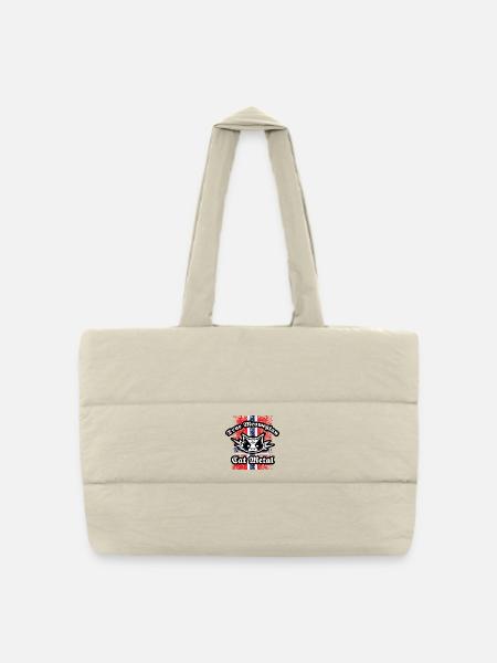 True Meowegian Cat Metal - Norwegische Flagge - Gesteppte Shopping Bag - Naturweiß