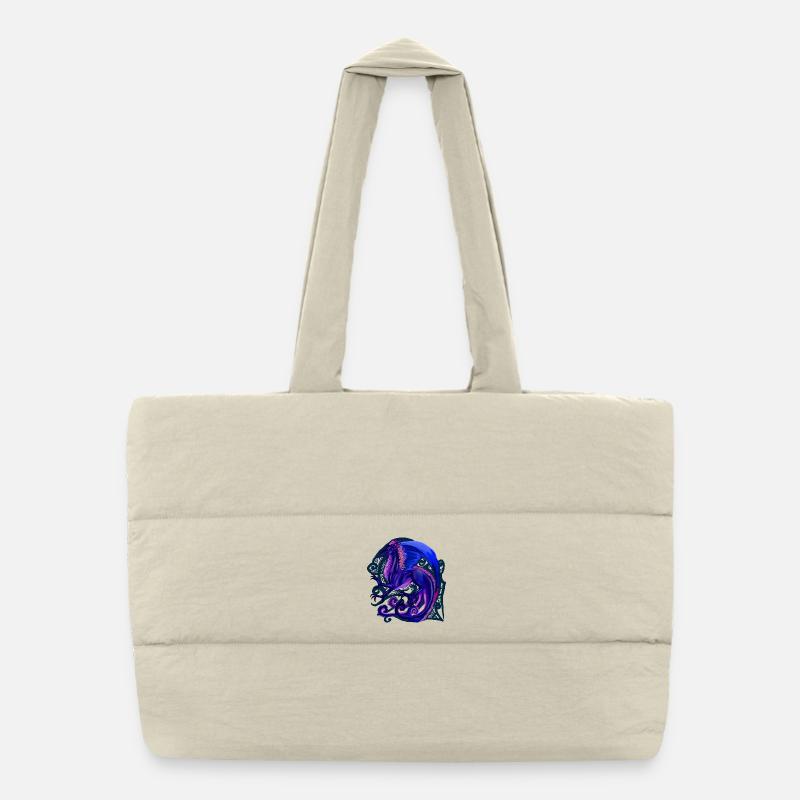 dragon bleu Sac shopping matelassé