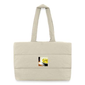 still life lemon painting art yellow canvas oil - Puffer Shopping Bag - natural - Front