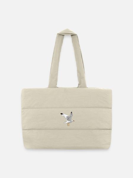 Stilvolle Möwe im Flug - Gesteppte Shopping Bag - Naturweiß
