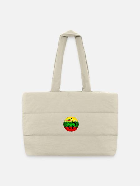 Lion Judah Reggae Flag - Sac shopping matelassé - blanc naturel