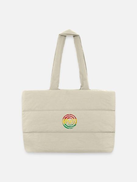 Gerasterte Zen Spirale im Rastafarbenschema - Gesteppte Shopping Bag - Naturweiß
