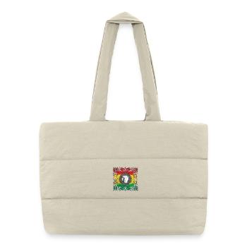 Lion Portrait with Colored Flag - Puffer Shopping Bag - natural - Front