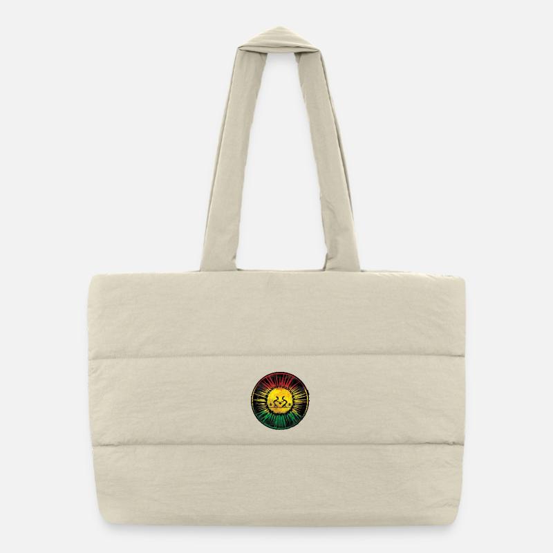Design rastafari de cœur et de soleil Sac shopping matelassé