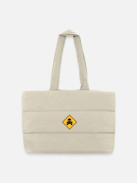Danger, signe de danger * - Sac shopping matelassé - blanc naturel