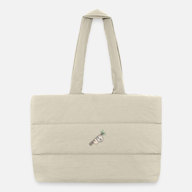 Faultier am Ast Puffer-Einkaufstasche