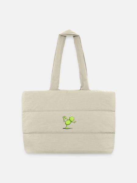 Yoga grenouille I motif animal pour les amis du yoga - Sac shopping matelassé - blanc naturel