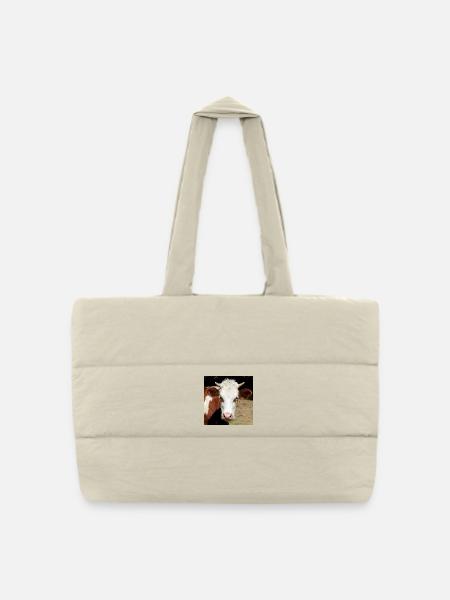 Affiche vache - Sac shopping matelassé - blanc naturel