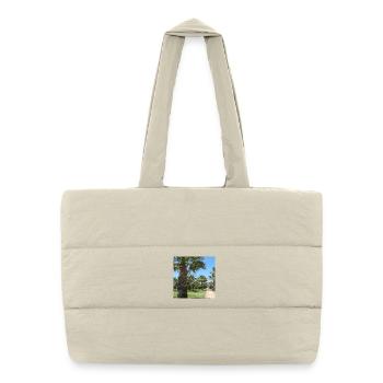 Palm trees vacation vacation trip Spain - Puffer Shopping Bag - natural - Front