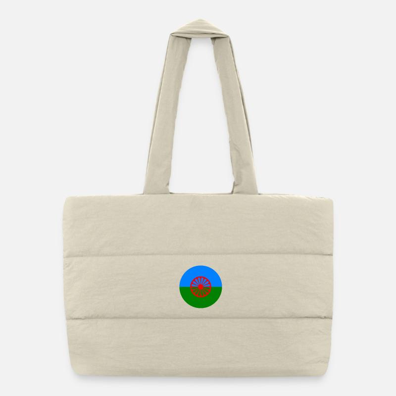 autocollant rond drapeau du peuple roumain idée cadeau - Sac shopping matelassé - blanc naturel