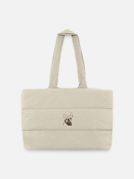 French Bulldog - Puffer Shopping Bag - natural