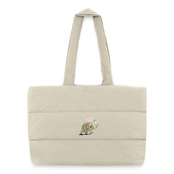 Nicht Hudeln Schildkröte - keine Hektik Spruch - Gesteppte Shopping Bag - Naturweiß - Vorne