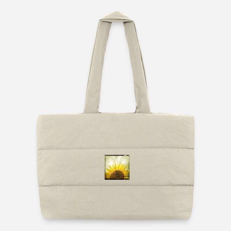 Halbe Sonnenblume Puffer-Einkaufstasche