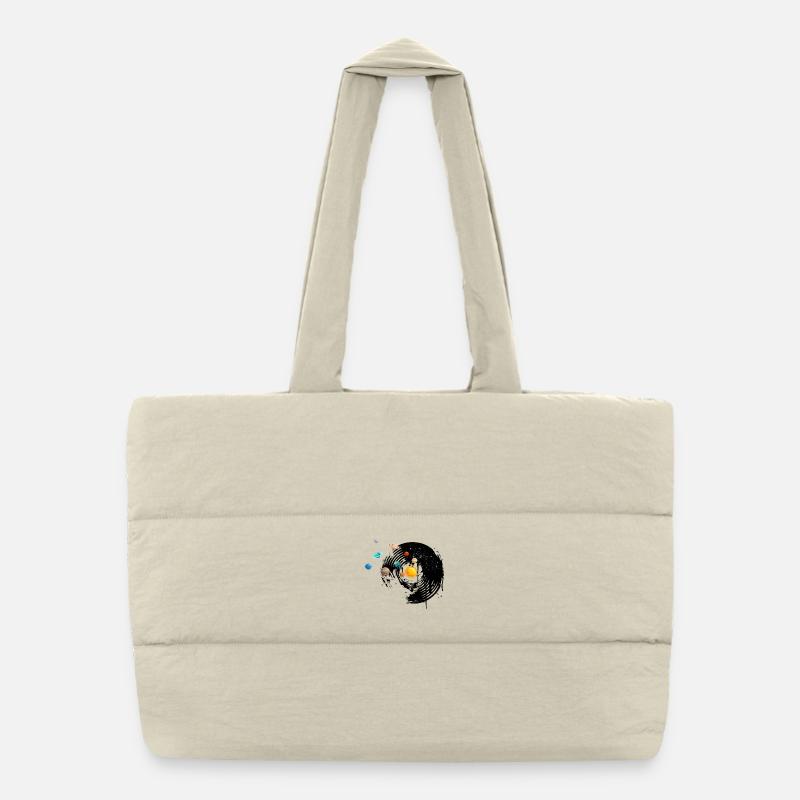 Disque vinyle - Sac shopping matelassé - blanc naturel