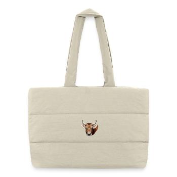süße tierdesigns mädchen, kuh beige, rustikal - Gesteppte Shopping Bag - Naturweiß - Vorne