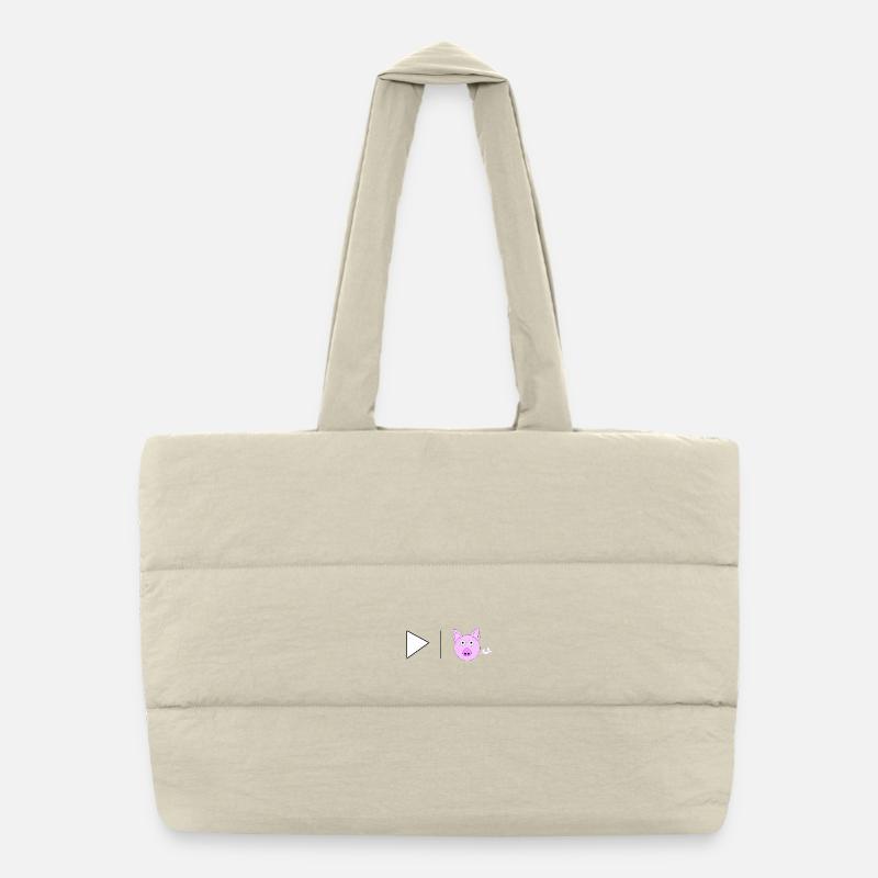 Triangle line wide open swine Puffer Shopping Bag