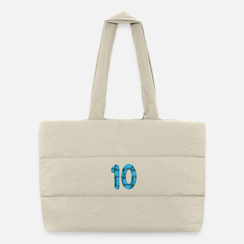 Number 10 - TEN - 10th birthday Puffer Shopping Bag