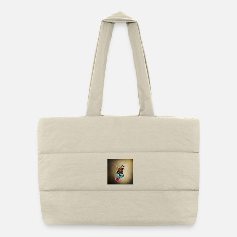 Œil impressionnant avec horloge et dragon. Sac shopping matelassé