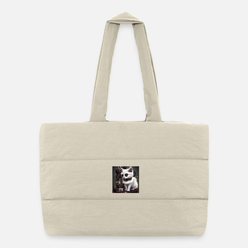 Little steampunk cat Puffer Shopping Bag