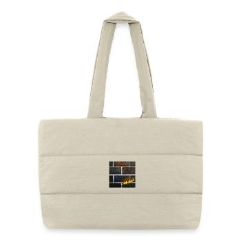 Peinture d’école vintage avec des dictons - Sac shopping matelassé - blanc naturel - Devant