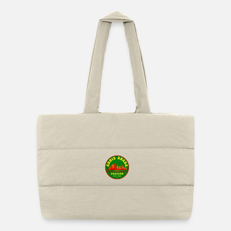 Addis Ababa Emblem City Silhouette 1886 Puffer Shopping Bag