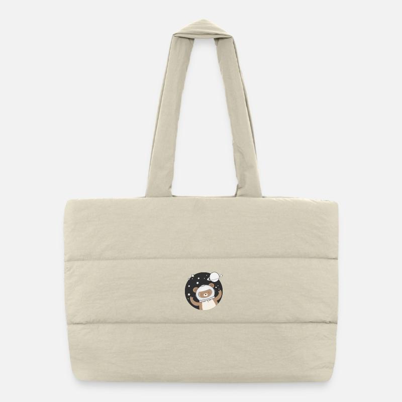 cute astronaut bear in comic style Puffer Shopping Bag