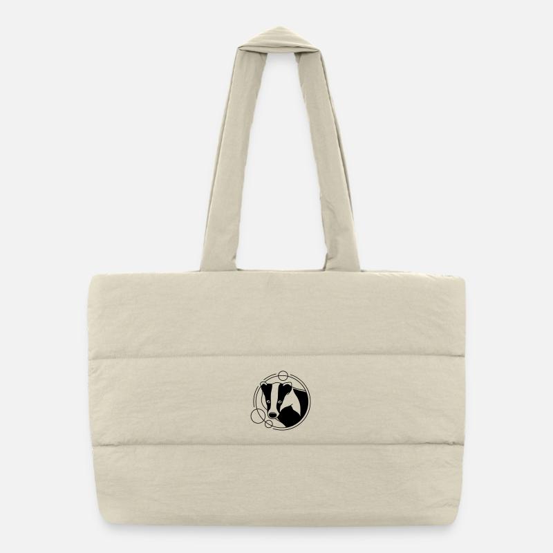 Dachs in geometrischer Form - Line-Art-Design - Puffer-Einkaufstasche - Naturweiß