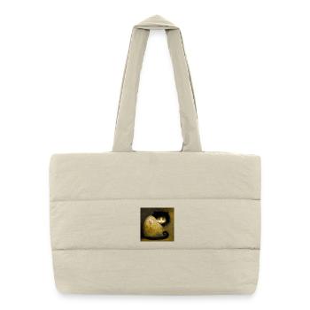 Chat Doré Arabesques - Stoik le chat - Sac shopping matelassé - blanc naturel - Devant