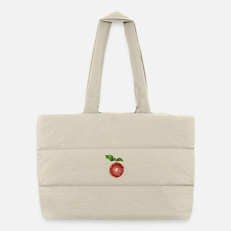 beignet amusant avec des paillettes et des feuilles colorées Sac shopping matelassé