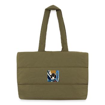 Asia Geisha gothic print art deco in the moonlight - Puffer Shopping Bag - safari green - Front