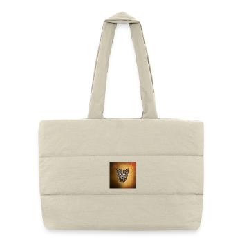 tête de chat décorative - Sac shopping matelassé - blanc naturel - Devant