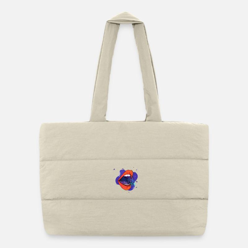 Mouth flowers Puffer Shopping Bag