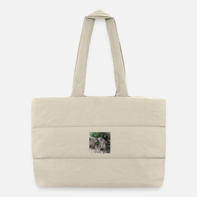 Murmeltiere 5 verschmust. Alpen Liebe und Geschenk Puffer-Einkaufstasche