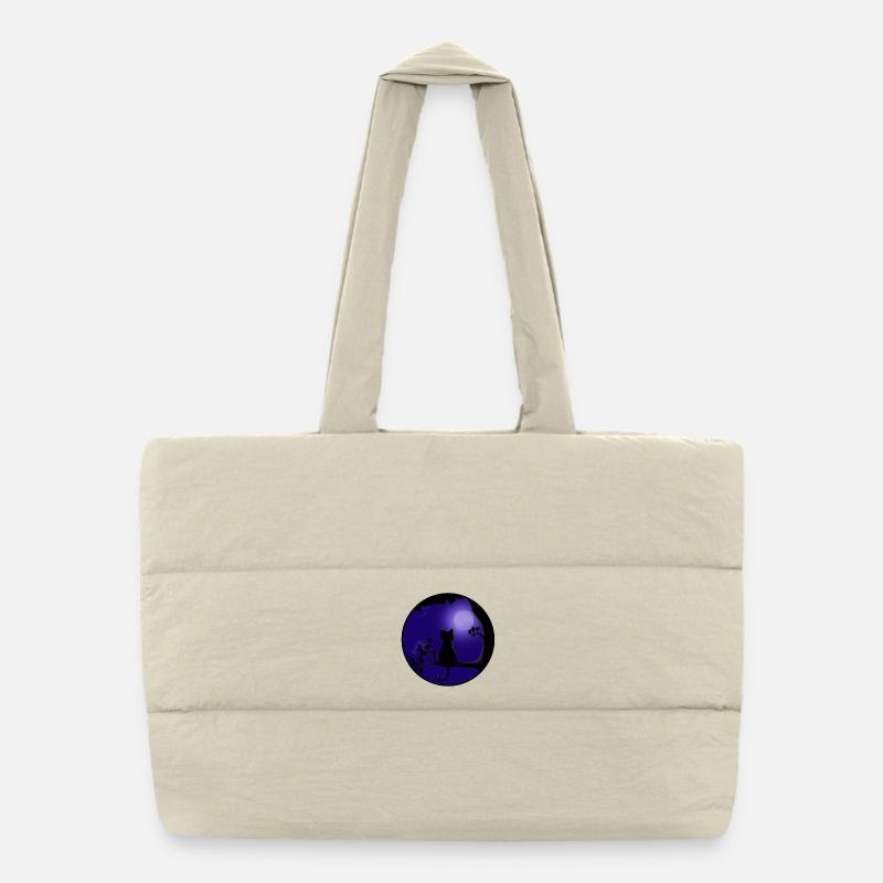 Cat Moon Puffer Shopping Bag