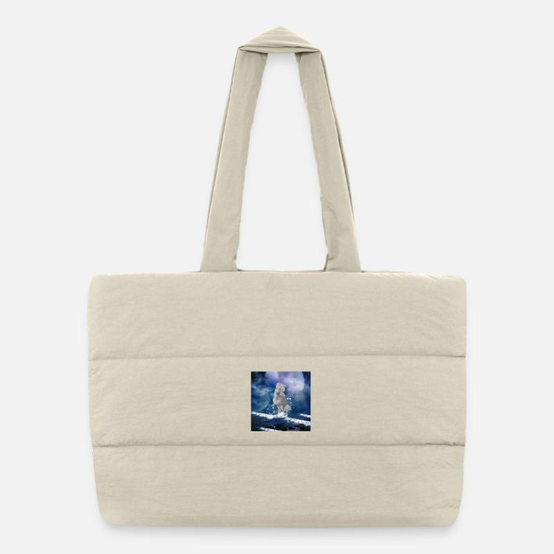 The majesty of wolves with fire and water Puffer Shopping Bag