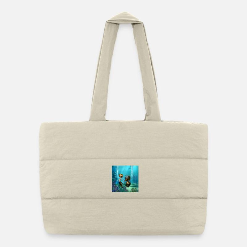 L’amitié de la sirène steampunk et du cheval Sac shopping matelassé