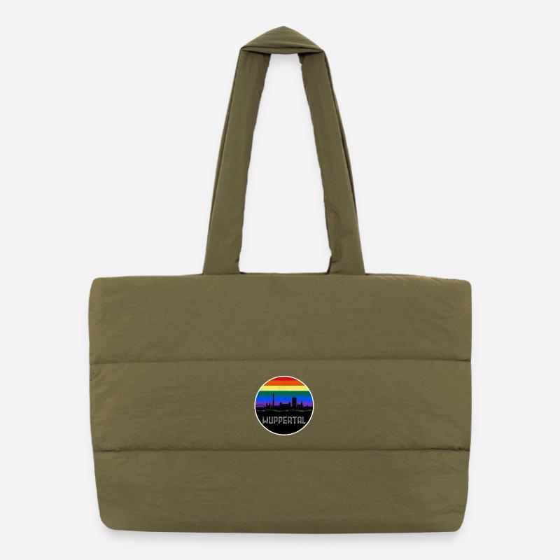 Wuppertal Skyline Regenbogen Puffer-Einkaufstasche
