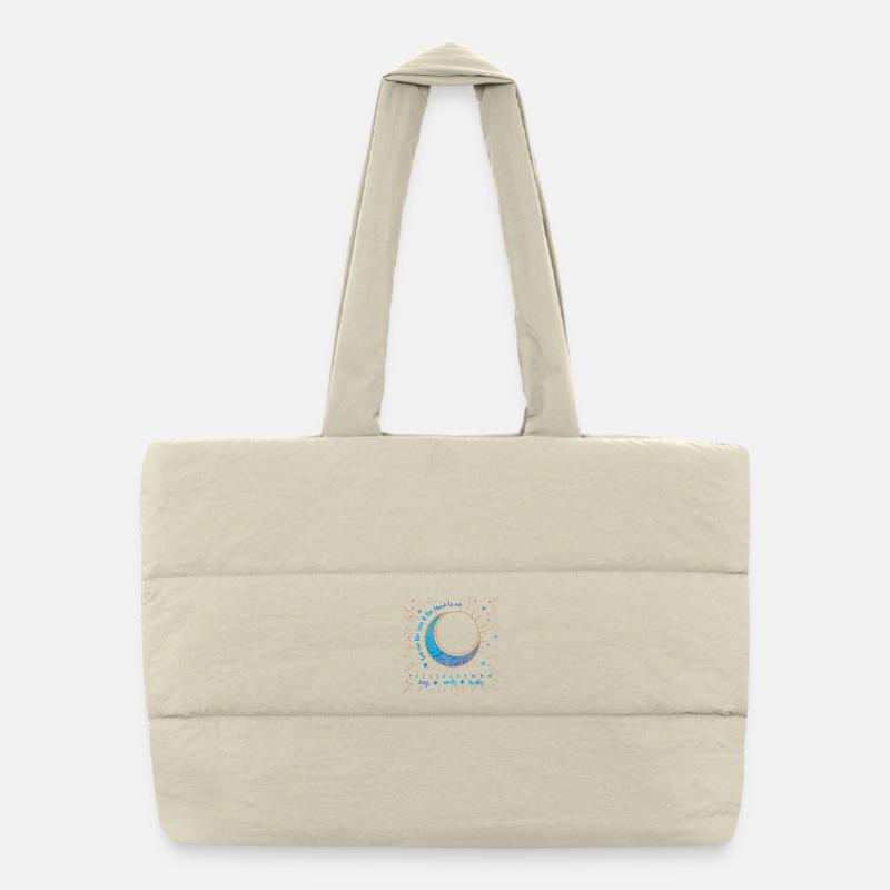 Lune bleue ornée et éclats stellaires Sac shopping matelassé