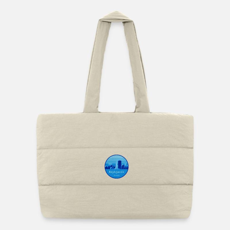 Logo rond bleu Reykjavík Skyline Sac shopping matelassé