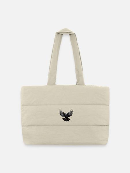 Alpendohle im Flug – Alpen Vogelmotiv - Gesteppte Shopping Bag - Naturweiß