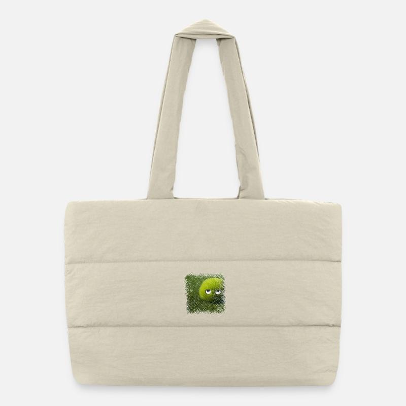 Funny green grass ball Puffer Shopping Bag