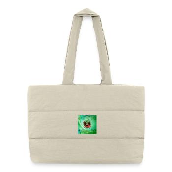 Wunderschöner bunter Drachenkopf mit Blumen. - Puffer-Einkaufstasche - Naturweiß - Vorne