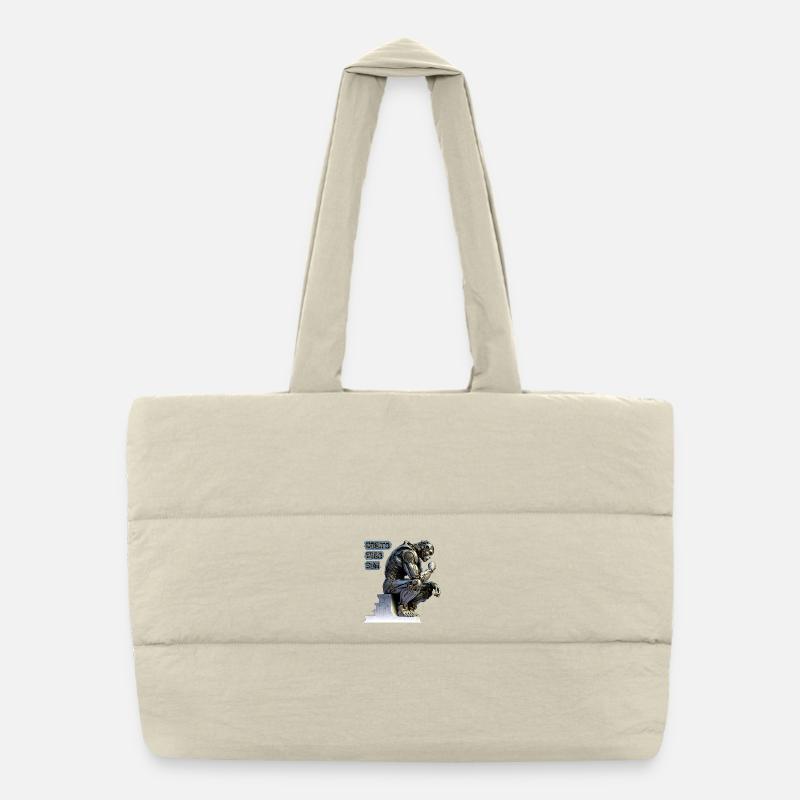Cogito 02 - Cyborg Thinker Cogito Ergo Sum - Puffer Shopping Bag - natural